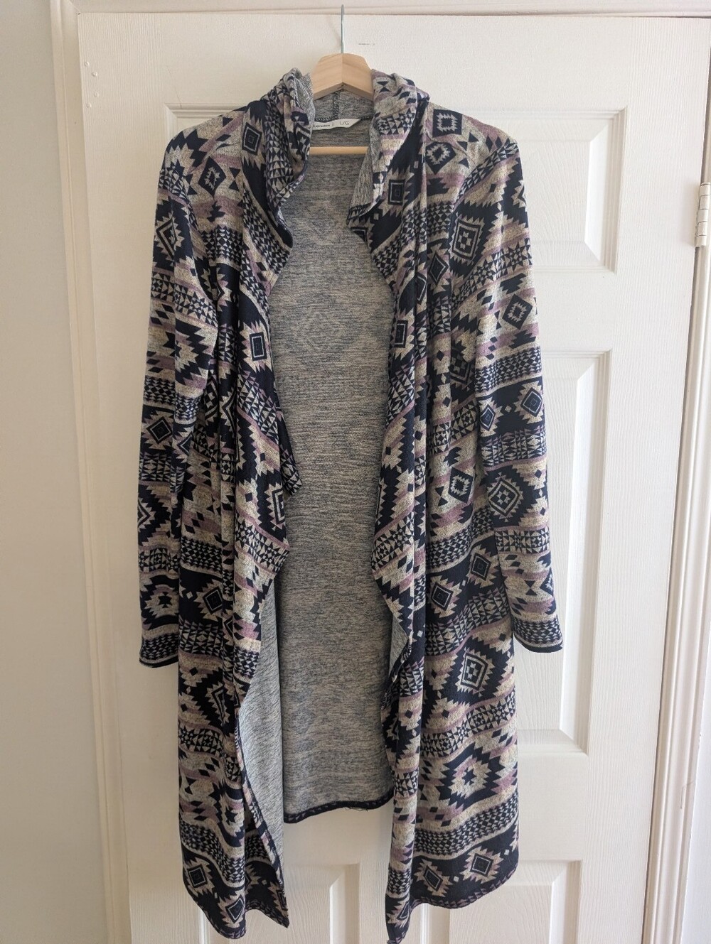 Aztec Inspired Print Long Cardigan